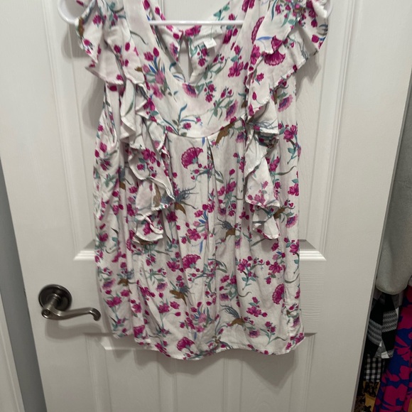 Charter Club Floral Ruffle Blouse in Pink and White - Picture 7 of 12